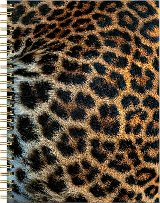 Spiral Journal Notebook for Women,A5 College Ruled Notebooks 6"x 8.4",120 Pages Lined Journal with Premium Thick Paper,Perfect for School Office Home Gifts(Beautiful Leopard Skin)
