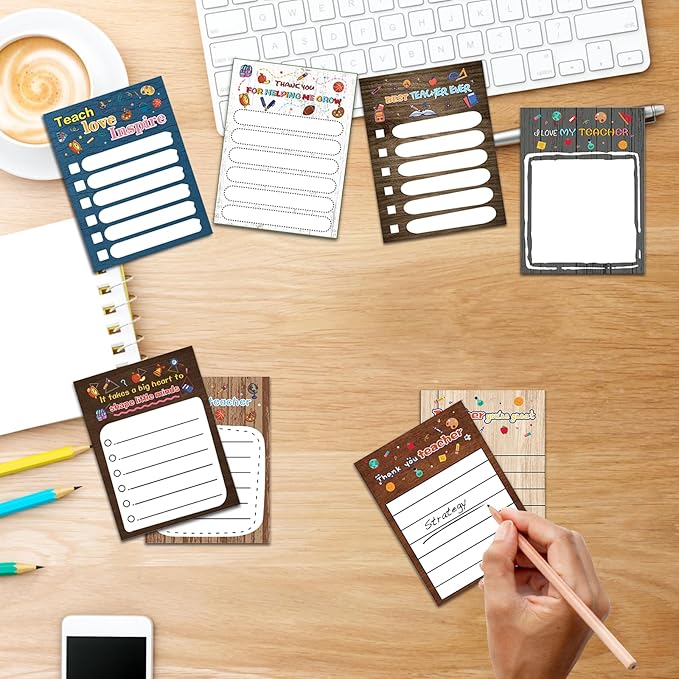 Teacher Appreciation Gifts - 16 Pads Teacher Sticky Notepads, Motivational Sticky Notes Inspirational Gift for School Office Supplies