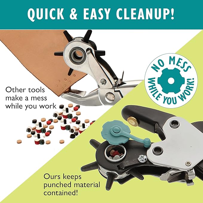 The Beadsmith Rotating Ergonomic Leather Hole Punch, Six Hole-Size Options, Leather Crafts and Jewelry-Making Supplies