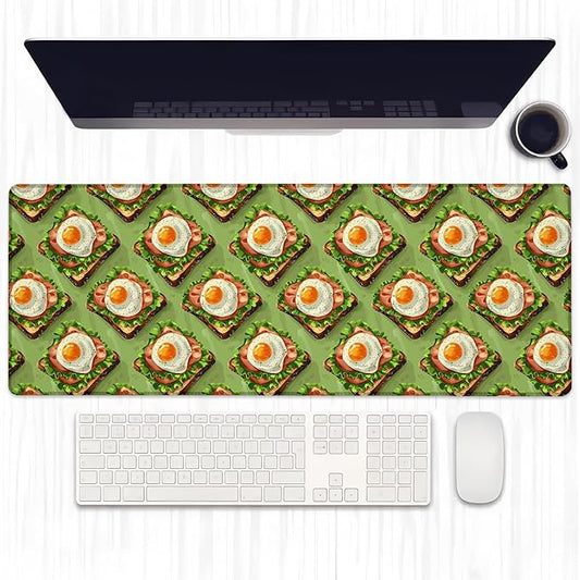 Delicious Sandwiches Gaming Mouse Pad, Extended Fun Breakfast Desk Mat Computer Laptop Mousepad, Robust Stitched Edges, 31.5"×11.8" Large Office Keyboard Mouse Pads for Home Desktop Decor