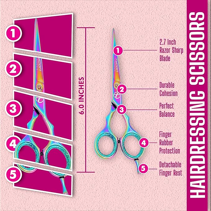 Tycon Hair Cutting Scissors Professional 6.5" – Japanese Stainless Steel, 2.7" Razor Edge Blade Barber Scissors – Ergonomic design - Precision Hair Scissors for Smooth Cutting - Salon & Personal Use