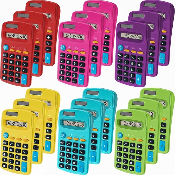 20 Pack Pocket Calculator,Mini Calculators,Pocket Size Basic Calculators,Solar Battery Dual Power Desktop Calculators,8 Digit Display Basic Calculator for Students Kids Home Office(Multicolor)
