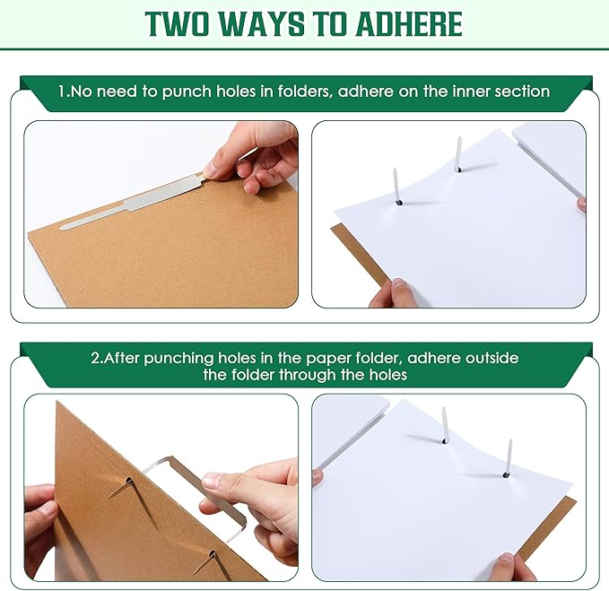 Dreyoo 2 Hole Punch with 100 Self Adhesive Prong Paper Fasteners, 2 Hole Paper Puncher for File Folder and Metal File Fasteners Combo Set, 30 Sheet Capacity, 2.75 Inch Center Paper Fasteners