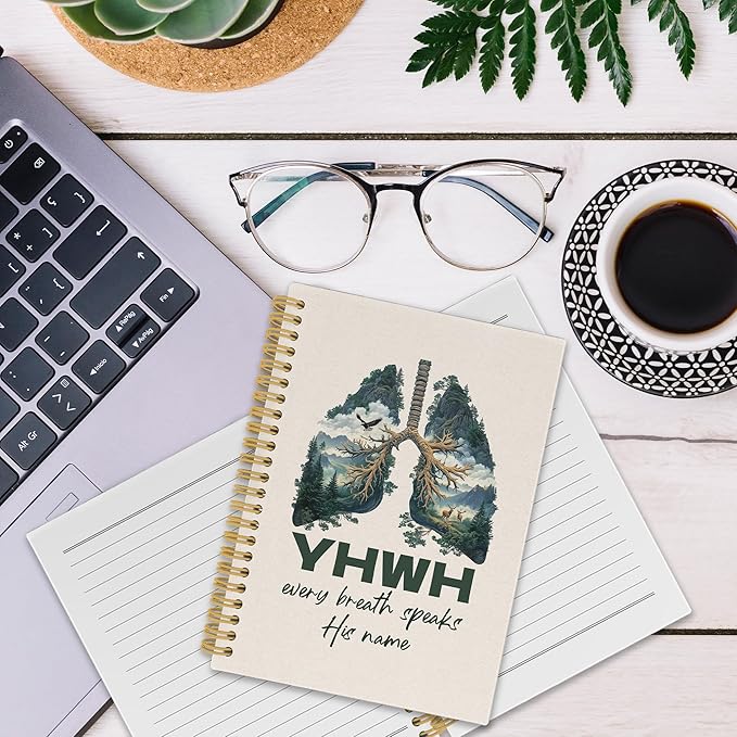 YHWH Christian Spiral Notebook, YHWH Lungs Bible Journaling Notebooks for Note Taking, Religious Scripture Hardcover Journals for Women Men 160 Pages 5.5 x 8.3 Inch, Christian Gifts for Women