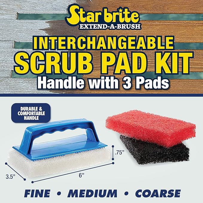 STAR BRITE Scrub Pad with Detachable Handle - Fine, Medium & Coarse; Choose from 3 Different Textures