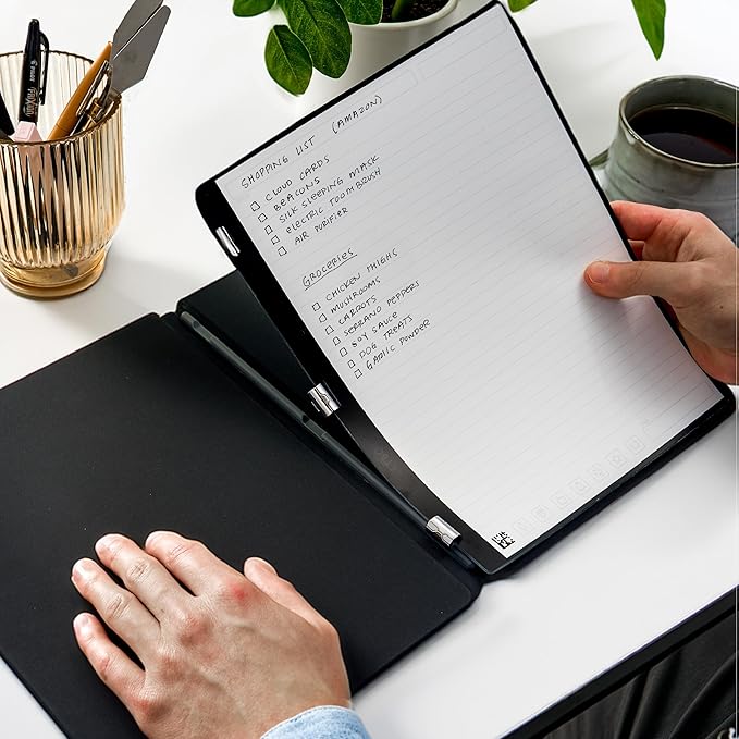 Rocketbook Pro 2.0 Reusable Professional Smart Notebook, Executive Size 7x9, Black - Lined & Dot Grid Pages, App-Connected, Erasable, Premium Cover, Ideal for Work Notes and Business Meetings
