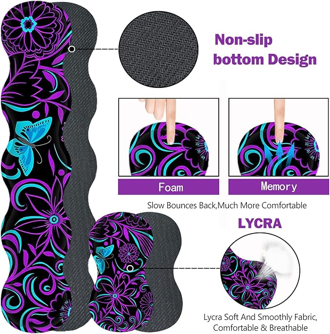 ARTSO Purple Desk Mat, Large Gaming Mouse Pad with Wrist Rest, Flower Butterfly XXL Mousepad+Keyboard Wrist Rest+Mouse Pad Wrist Support+Coaster Set for Home Office Accessories