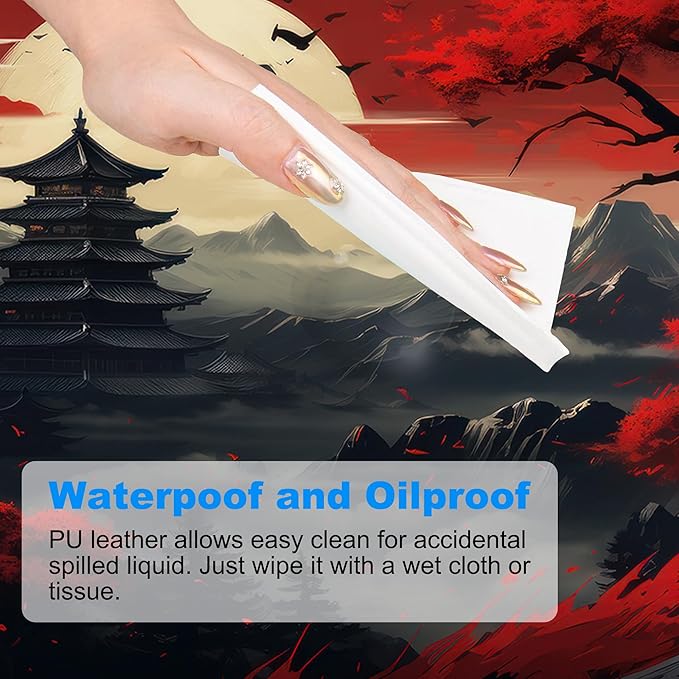 Desk Pad, Japanese Samurai Cherry Blossoms XL Gaming Mouse Pad with Stitched Edges,Non-Slip Waterproof Rubber Base Large Desk Mat for Keyboard and Mouse 31.5"x11.8"