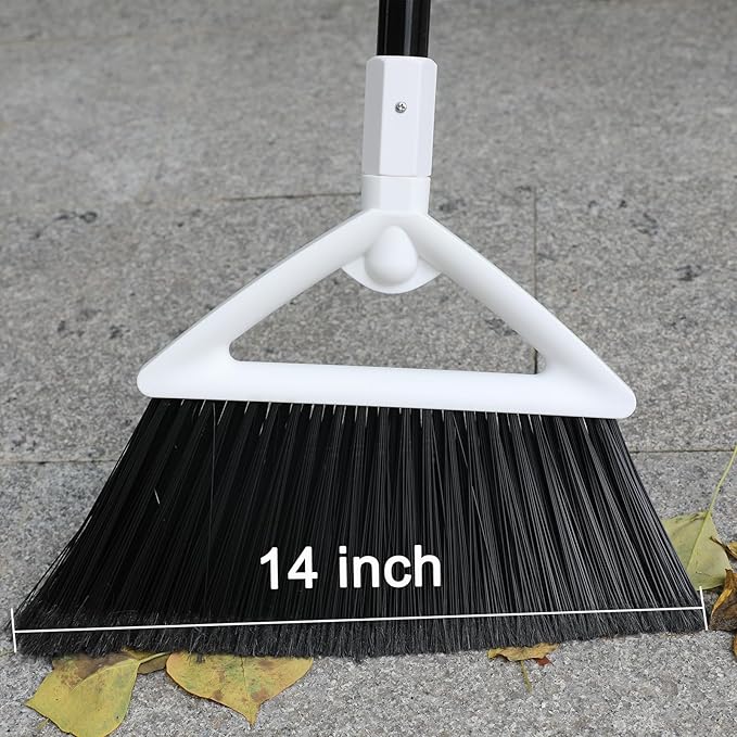 Szjyhqy 4 Pack Outdoor Indoor Broom, Brooms for Sweeeping Indoor, Heavy-Duty Kitchen Broom with Long Pole, Angle Broom White for Garages Restaurant Courtyard Office Slidewalk Lobby Sweep Dust