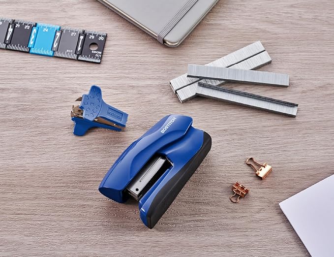 Bostitch Office Heavy Duty 40 Sheet Stapler with 1250 Staples & Claw Remover, Small Stapler Size, Fits into The Palm of Your Hand, Value Pack, Blue (B175-BLUE-VP)