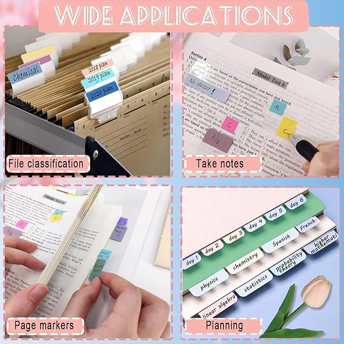 Potanro Sticky Tabs 360pcs Color Tabs for Notebooks 1.8 Inch Book Tabs Writable Annotation Tabs Repositionable Page Tabs Flags Page Markers Labels for Notebooks, Filing, Classification (Large)