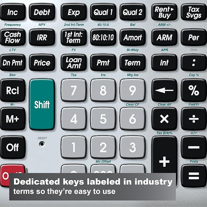 Calculated Industries 43430 Qualifier Plus IIIfx Desktop PRO Real Estate Mortgage Finance Calculator | Clearly-Labeled Keys | Buyer Pre-Qualifying | Payments, Amortizations, ARMs, Combos, FHA/VA, More