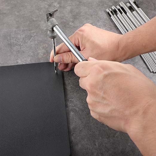 22 Pcs Leather Hole Punch Set, 0.5-12mm Carbon Steel Hollow Belt Puncher Round Leather Hole Punch Tools for Belts, Leathers, Watch Bands, Paper, Cardboard, Canvas, Plastic