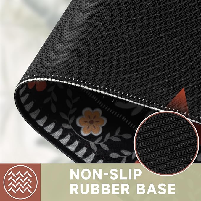 HAOCOO Desk Pad for Keyboard and Mouse, Large Mouse Pad for Desk, Cute Mouse Pad with Stitched Edge, Non-Slip Rubber Keyboard Mat for Office (Black)