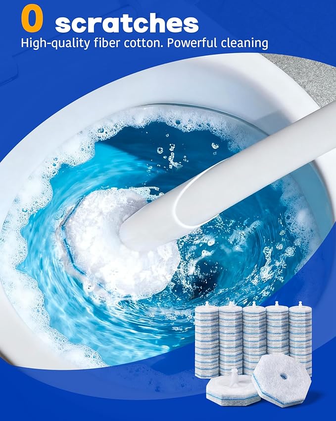 50 Pack Toilet Wand Refills Compatible with Clorox, Instant Foam Cleaning, Secure Lock No Slipping, Odor Neutralizing, Easy Snap-On Design