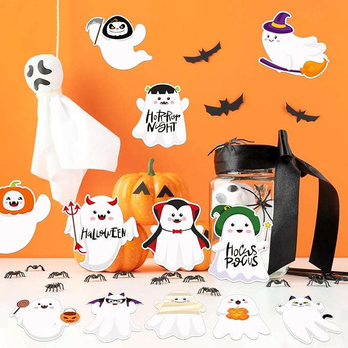 240 Pcs Spooky Halloween Sticky Notes - 12 Designs Notebook Colored Self Stick Memo Pads for School Office