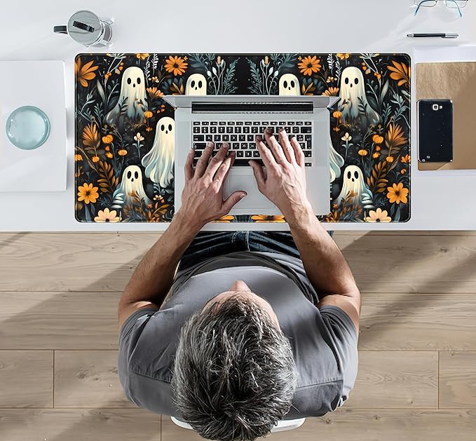 Retro Gothic Kawaii Desk Mat Cute Dark Academia Desk Pad Large Floral Mouse Pad XXL Gaming Mousepad, Laptop Computer Keyboard Mouse Mat, Deskmat Office Decor Accessories for Women, 31.5x15.75 in