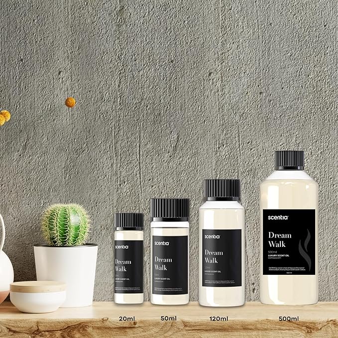 Scentia Hotel Diffuser Oil Inspired by The 5-Star Hotel Scent - 50 ml 1.69 fl oz - Fragrance Oil Blend White Tea, Cedarwood & Amber Notes for Aromatherapy Diffusers and Humidifiers - Dream Walk