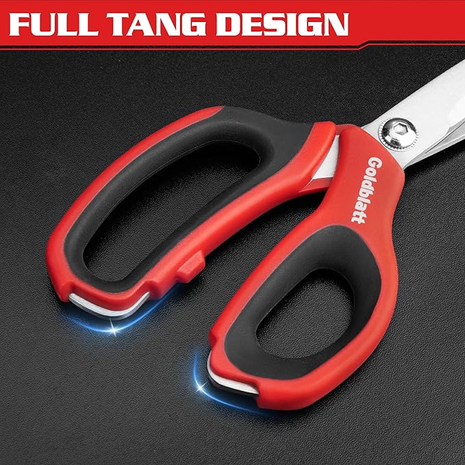Goldblatt 2PS Scissors Heavy Duty, Multipurpose Shop Scissors with Stainless Steel Blade and Comfortable Handle, Easy Cutting Cardboard, Wires, Leather, Fabric