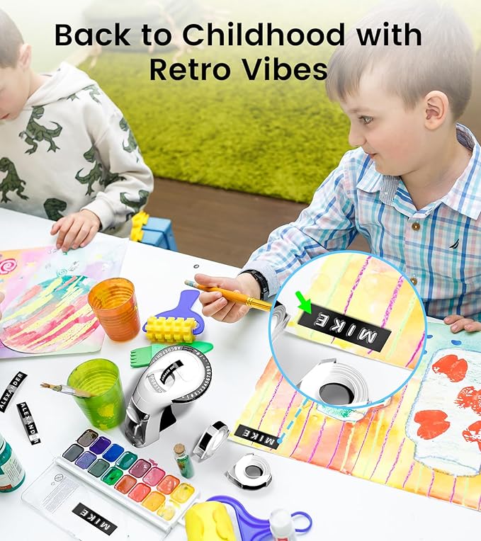 Embossing Label Maker Machine with Tapes, Old School Vintage Label Maker Embossed, Retro 3D Embosser Manual Labeler with 3 Rolls 9mm Labels-Waterproof for Home Office Kids DIY Craft Scrapbook