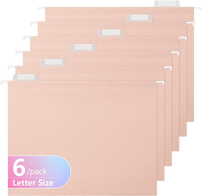 Hanging File Folders,Letter Size,1/5-Cut Adjustable Tabs,6 Per Box,Standard Green-1/5 Tabs (7590U)