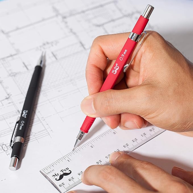 Mr. Pen Mechanical Pencil Set with Lead and Eraser Refills, 5 Sizes - 0.3, 0.5, 0.7, 0.9 and 2 Millimeters, Drafting, Sketching, Illustrations, Architecture, Christmas Gift