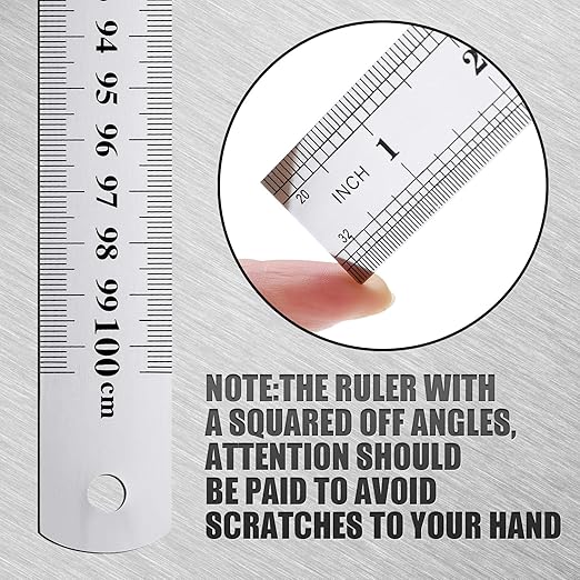 Lothee 12 Pieces Bulk Metal Yard Stick Large Stainless Steel Ruler Rule Measure Straight Edge 1 Metre Meter 40 Inch / 100 cm School Classroom Measuring Tool for Student Teacher Woodworking