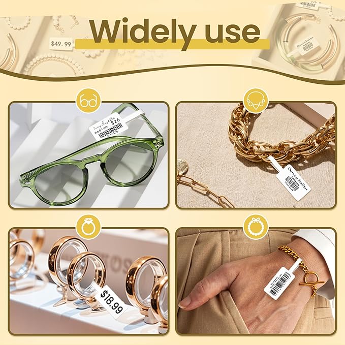 Phomemo Labels,Jewelry Price Tags - Self-Adhesive Sticker Labels Compatible with Phomemo M100/M110/M250 Label Printer,M110 Thermal Label for Cabel, 1.18 x 0.98 Inch (30x25mm+45mm),100PCS x 3 Roll