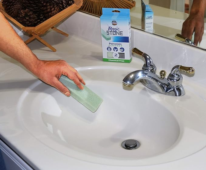 COMPAC HOME Magic-Stone Porcelain Cleaner, Green Product, Made from Recycled Glass, Scouring Stick Toilet Cleaner, Removes Stubborn Lime Stains from Porcelain or Bathroom Fixtures, 4 Count