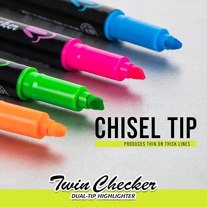 Pentel Twin Checker Dual-tip Highlighter, Chisel Tip, Yellow/Orange Ink, Pack of 12 (SLW8-GF)