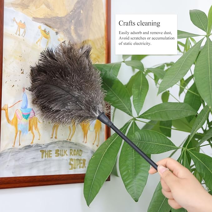 MehelloFeather Ostrich Feather Duster 15Inch Natural Fluffy Handheld Feather Dusters for Cleaning Keyboard Home Car Office (8PCS)