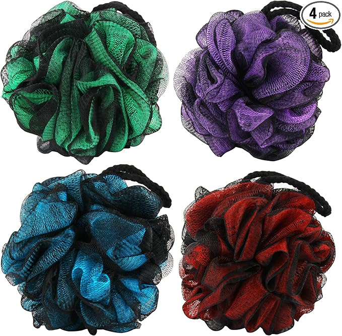 Chuya 60g Bath Loofahs Sponges,Shower Sponge Loofah Body Scrubber Balls for Family Washing 4 Pack