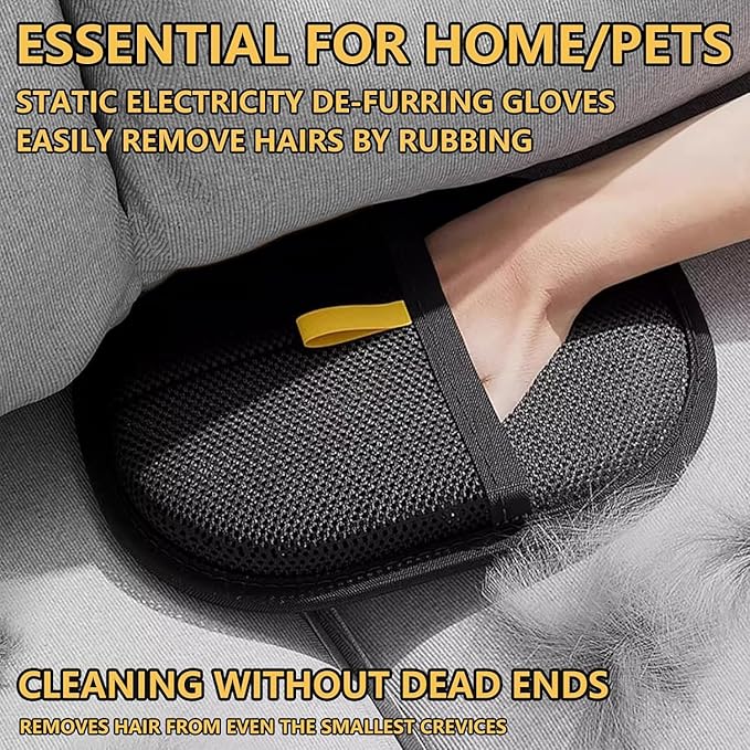 RWSEFK Pet Hair Removal Glove for Cats & Dogs, Efficient Grooming Gloves for Pet Hair, Cat Grooming Gloves for Hair Removal，Reusable Cat & Dog Hair Remover for Couch, Furniture, Carpet, Curtain(2Pcs)