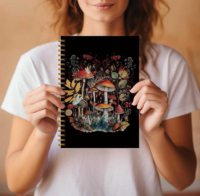 Mushroom Spiral Journal Notebook - Mushroom Notebook 5.5×8.3, Mushroom Gifts Notebook Journal, Mushroom Gifts for Women, 164 Pages