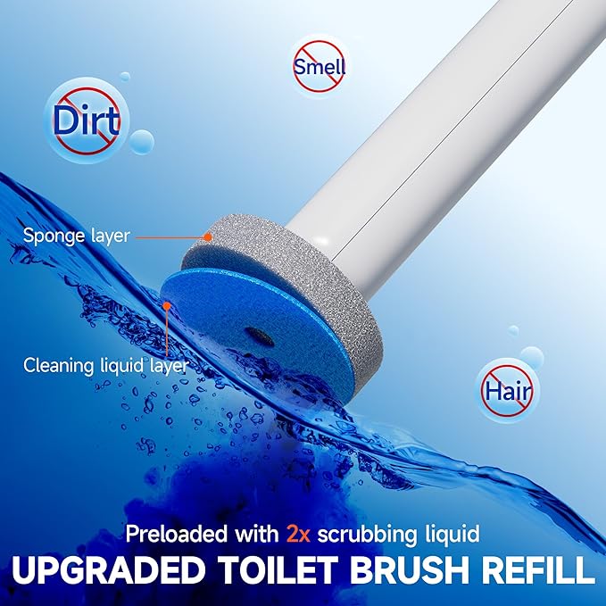 CTIME Disposable Toilet Brush Family Set Includes 60 Brush Heads, a Stylish Brush Handle, an Automatically Opening Replacement Brush Head Storage Box. Suitable for Bathrooms, Toilets and RVs