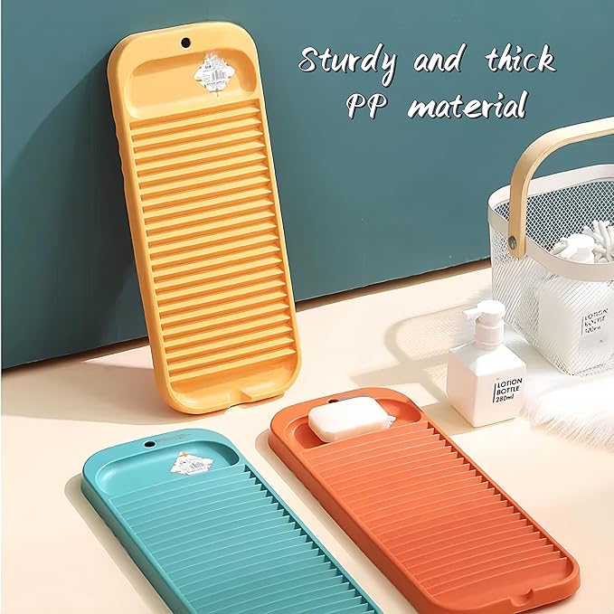 Non-Slip Laundry Washing Board, Household Washboard, Hand Wash Board, Manual Wash Clothes Laundry Pad Scrubbing Board for Household-17.5x7inch (Blue)