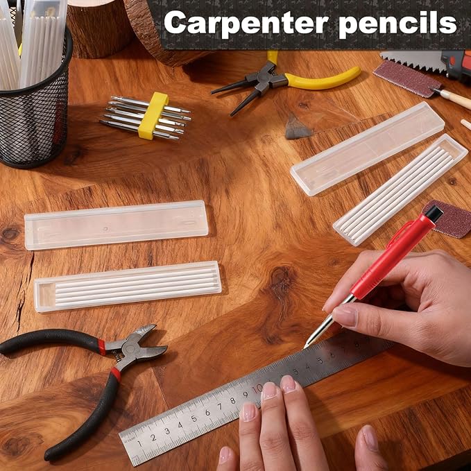 Zhehao 120 Pieces 2.8 mm Carpenter Pencils Lead Refills HB Refill for Construction Pencils Refills Mechanical for Writing Drawing Drafting Woodworking Construction (White)