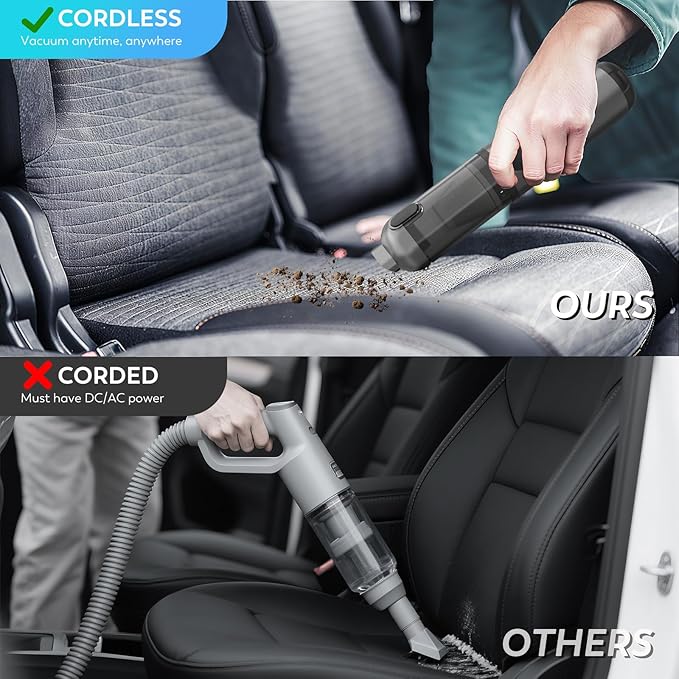 KedeeSparkle Cordless Car Vacuum Cleaner, 22000PA High Power Portable Handheld Car Vacuum & Air Duster, Mini Vacuum with LED Display, for Home, Office, Camping