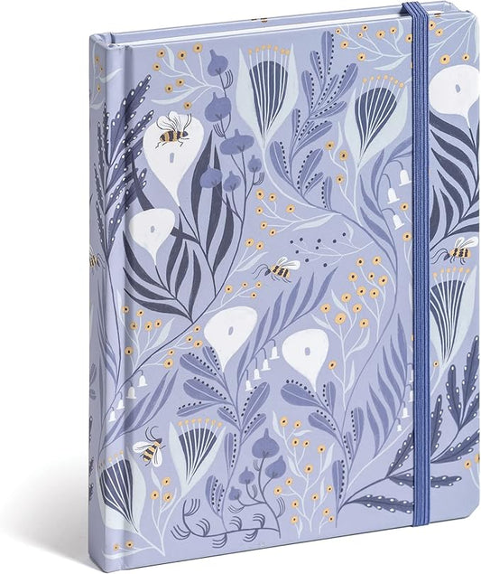 High Note Garden Bee Non-Dated Journal Notebook, 6" x 8.5" Lined Floral Notebook with Foil Accents, 183 Pages, Elastic Band and Ribbon Bookmark