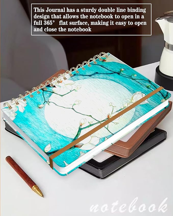 Spiral Journal Notebook for Women, Hardcover A5 College Ruled Notebook, 120 Pages, Thick Paper, Cute Lined Journal for School, Office & Work, 6 x 8.4 in(Cherry Blossom)