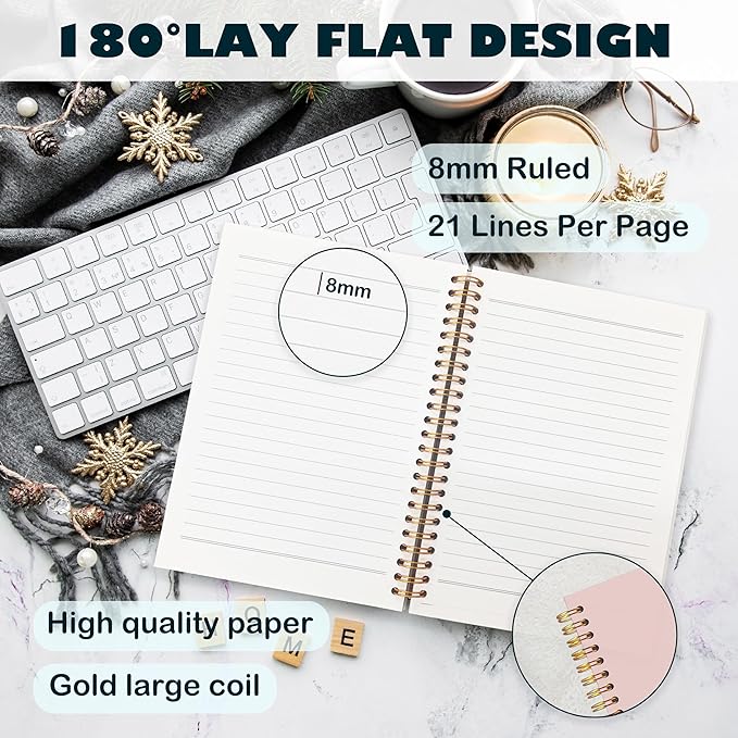 BearCake Fruit of the Spirit Boho Floral Christian Notebook Journal,Bible 5:22-23 Christian Gifts for Women,Bible Notebooks for Note Taking, Bible Journaling Notebook,Spiral Notebook 5.5x8.3 pink