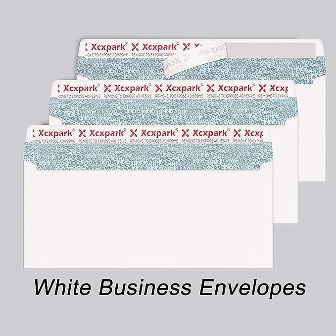 250 PCS #10 White Self Seal Kraft 4-1/8 x 9-1/2 inches Security Envelopes, Windowless Invisible Envelopes Super Strong Quick Seal Envelopes Security Tint Pattern Secure