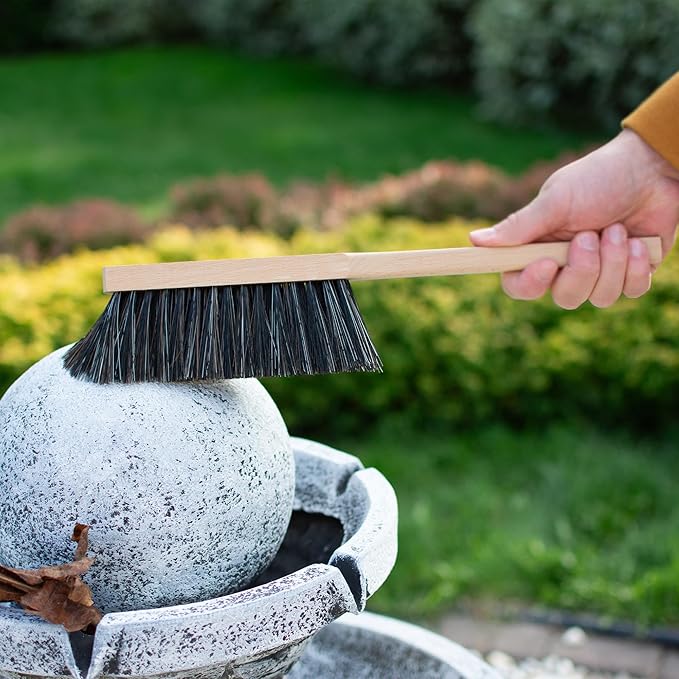 14.2" Hand Broom Soft Bristles Cleaning Brush, Dusting Brush with Wooden Handle, Clothes Brush, Handheld Car Broom, Long Counter Dust Brush, Bench Brush