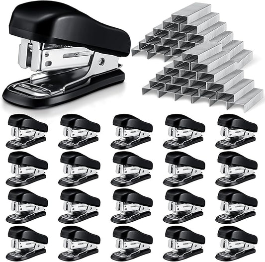 Sherr 10 Pack Mini Staplers Bulk with 15000 Nail, Office Staplers for Desk 25 Sheet Capacity, Hand Held Desk Students Teachers Supplies for School Office Business Non Slip Base Black