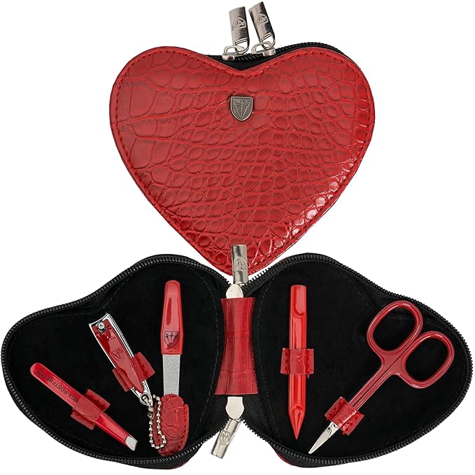 3 Swords Germany - Brand Quality 5 Piece Manicure Pedicure kit Set for Kids - Children - Toddlers with Special Scissors (Round tip) Fashion Leather case in Gift Box, Made by 3 Swords (03751)