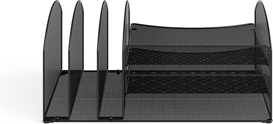 Safco 3213BLKD Onyx Steel Desk Organizer 3 Horizontal, 3 Upright Sections, Perfect for Destkop Ogranization in the Home, Office or Classroom, Black