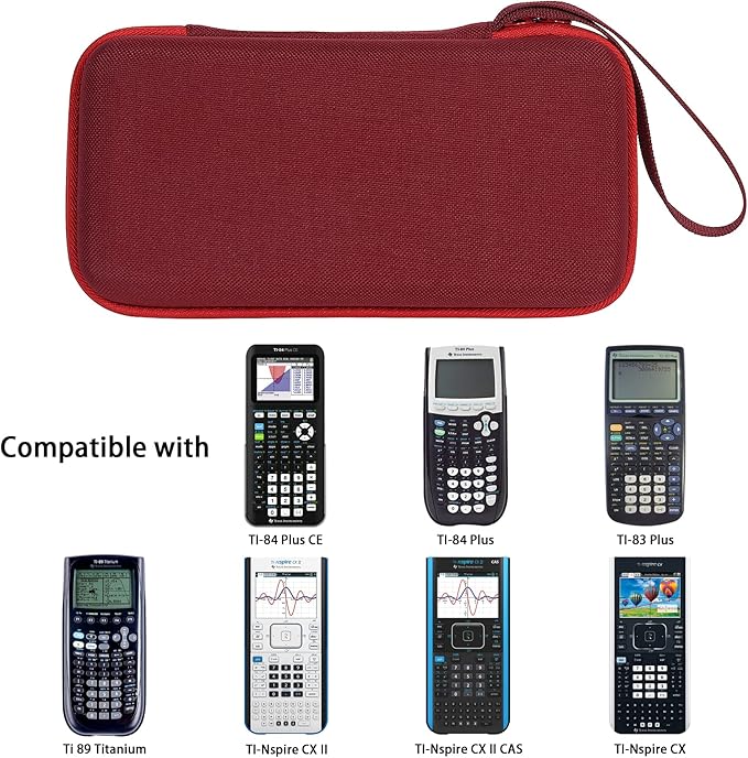 co2CREA Carrying Case for Texas Instruments TI-84 Plus CE Python Enhanced/TI-84/TI-Nspire CX II CAS/TI-Nspire CX II/TI-83 Plus/TI-89 Titanium/TI-85/TI-86 Color Graphing Calculator, Radical Red Case
