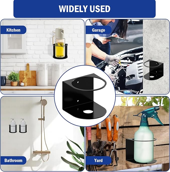 Spray Bottle Holder Wall Mount,2 Pcs Spray Can Holder,Spray Can Organizer with Screws,Spray Bottle Hanging Rack,Spray Paint Can Holder for Garage Home Workspace Van Organizer