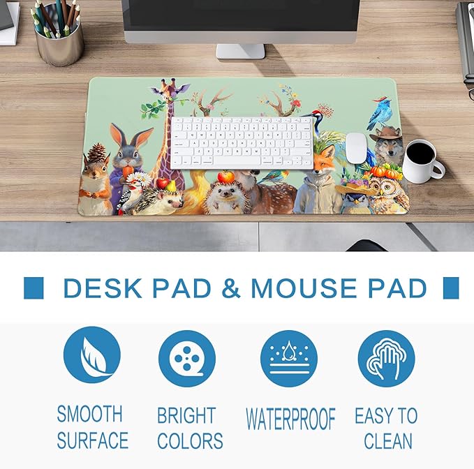 Vimorco Desk Mat for Desktop, Big Extended Gaming Mouse Pad Keyboard Mat 31.5" x 15.7", Waterproof Desk Pad Mousepad, XXL Computer Pad, Animal Party