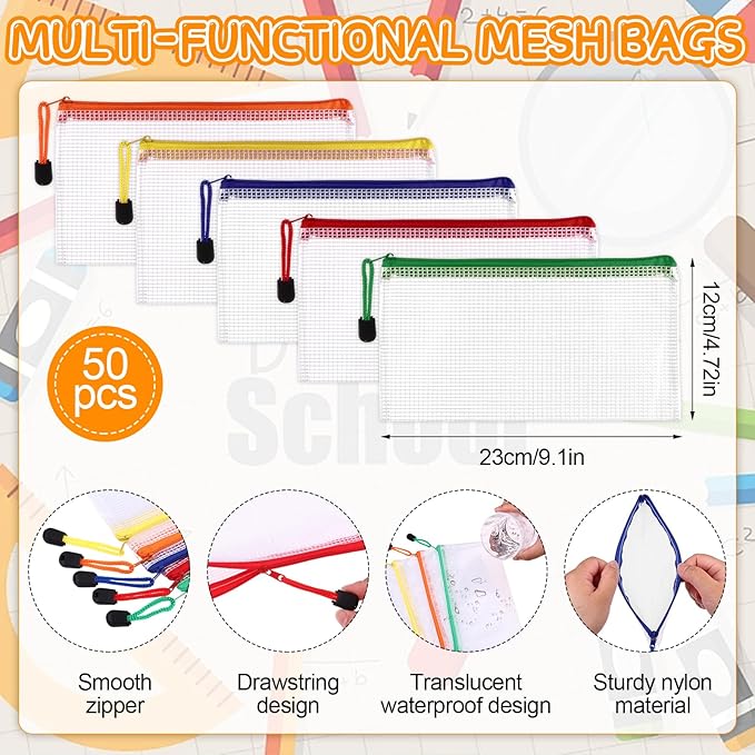 200Pcs School Supplies Kit Bulk Include 50Pencil Sharpeners 50 Pencil Pouches Bulk 50 Safety Blunt Tip Student Scissors 50 12Inch Plastic Rulers Back to School Supply for Student Office